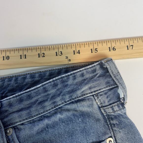 Lucky Shorts Women 6/28 Denim Mid-rise Boy Cut-Off Raw Edge Distressed Blue Jean - Picture 9 of 11